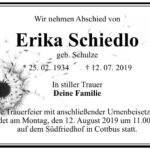 Traueranzeige Erika Schiedlo, geb. Schulze