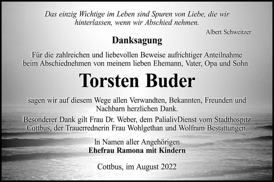 Danksagung Torsten Buder