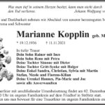 Traueranzeige Marianne Kopplin, geb. Menzel