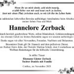Danksagung Hannelore Zerback
