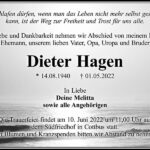 Traueranzeige Dieter Hagen