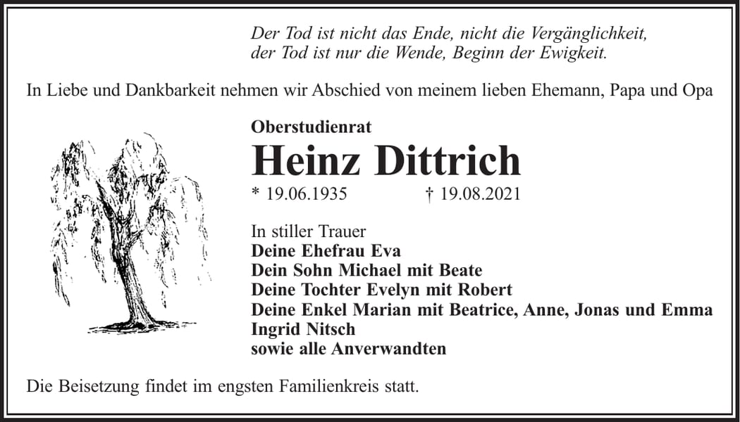Traueranzeige Heinz Dittrich
