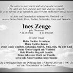 Traueranzeige Ines Zeuge, geb. Neumann