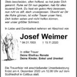 Traueranzeige Josef Weimer