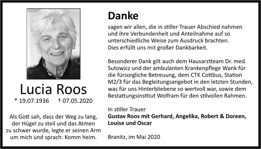 Danksagung Lucia Roos