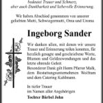 Danksagung Ingeborg Sander