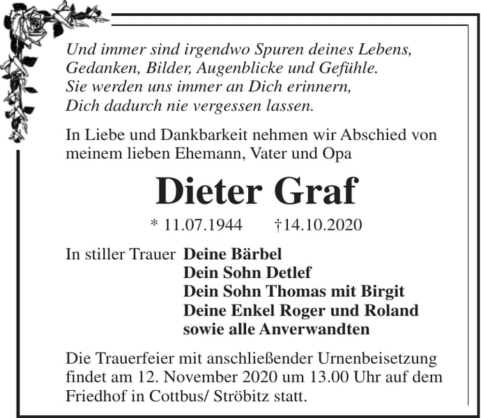 Traueranzeige Dieter Graf