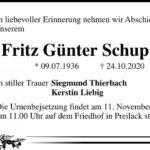 Traueranzeige Fritz Günter Schuppan
