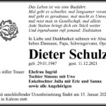 Traueranzeige Dieter Schulz