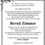 Danksagung Bernd Zimmer