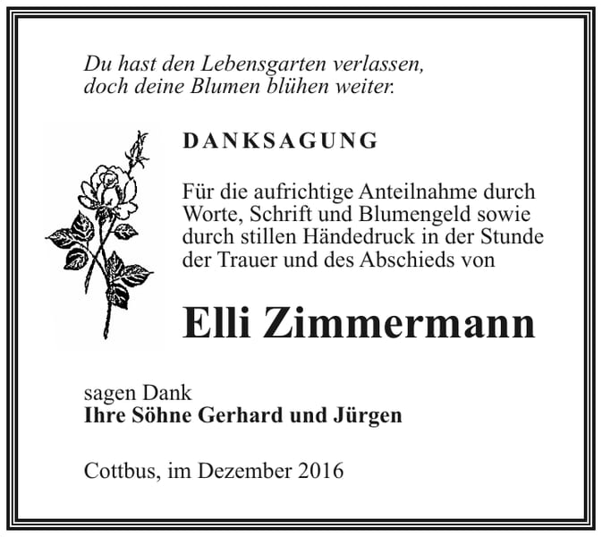 Danksagung Elli Zimmermann