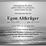 Traueranzeige Egon Altkrüger