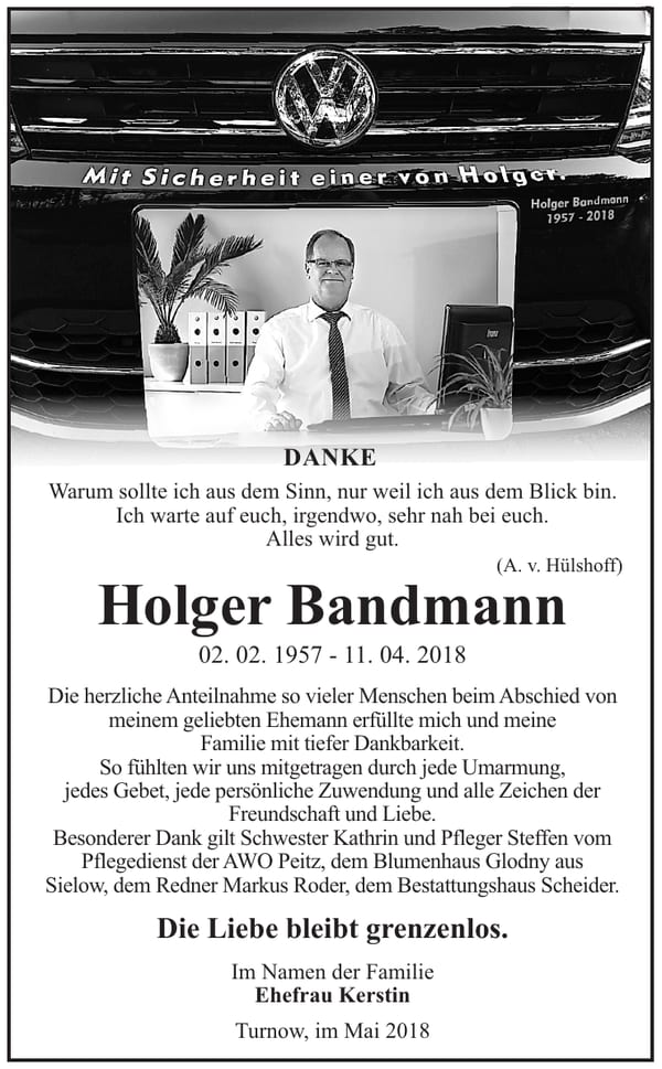 Danksagung Holger Bandmann
