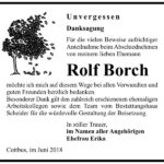 Danksagung Rolf Borch