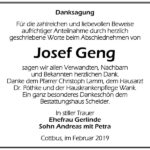 Danksagung Josef Geng