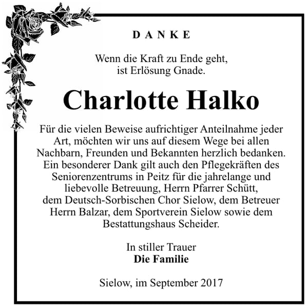 Danksagung Charlotte Halko