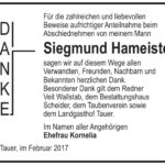 Danksagung Siegmund Hameister