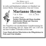 Traueranzeige Marianne Heyne