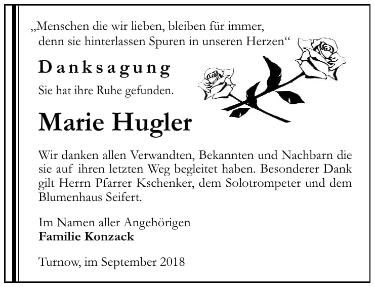 Danksagung Marie Hugler