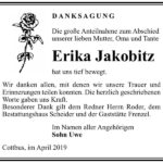Traueranzeige Erika Jakobitz