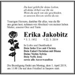 Traueranzeige Erika Jakobitz