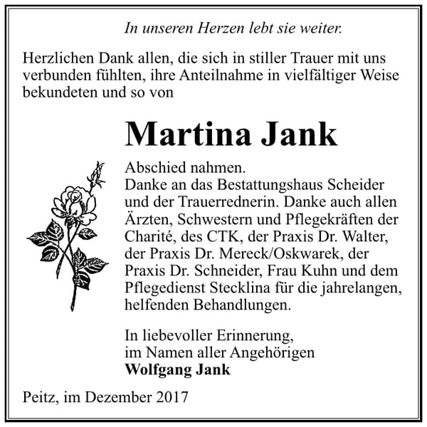 Danksagung Martina Jank