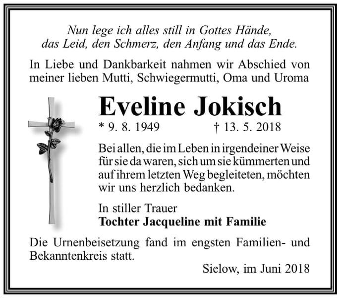 Danksagung Eveline Jokisch
