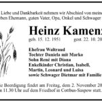 Traueranzeige Heinz Kamenz