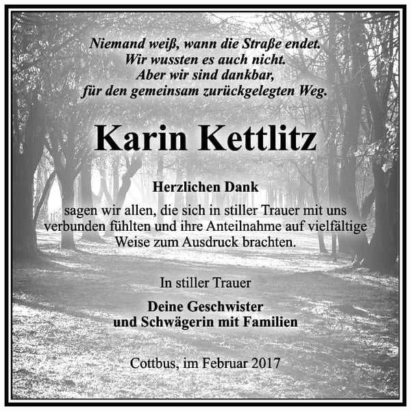 Danksagung Karin Kettlitz
