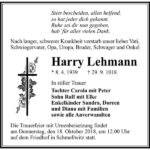 Traueranzeige Harry Lehmann