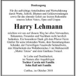 Danksagung Harry Lehmann