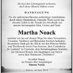Traueranzeige Martha Noack