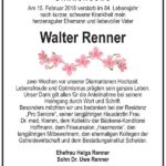 Danksagung Walter Renner