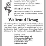 Traueranzeige Waltraud Resag