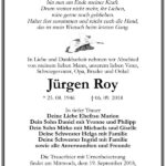 Traueranzeige Jürgen Roy