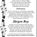 Danksagung Jürgen Roy