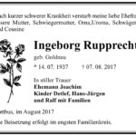 Traueranzeige Ingeborg Rupprecht, geb. Goldnau