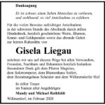Danksagung Gisela Liegau