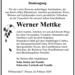 Traueranzeige Werner Mettke