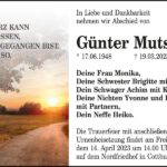 Traueranzeige Günter Mutscher