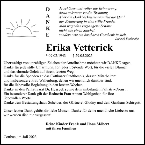 Danksagung Erika Vetterick