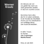 Danksagung Werner Krautz