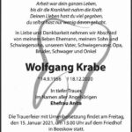 Traueranzeige Wolfgang Krabe