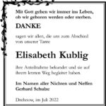 Traueranzeige Elisabeth Kublig
