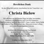 Traueranzeige Christa Bielow