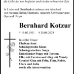 Traueranzeige Bernhard Kotzur