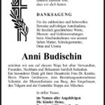 Danksagung Anni Budischin