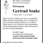 Danksagung Gertrud Sonke