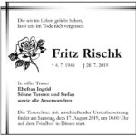 Traueranzeige Fritz Rischk