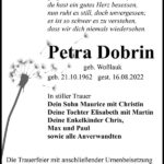 Traueranzeige Petra Dobrin, geb. Woßlauk